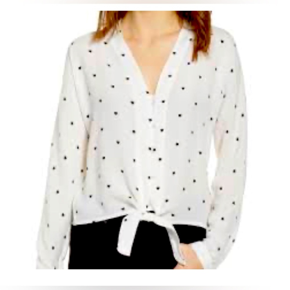 Rails Sloane white black hearts blouse tie waist button front -  size S. EUC.